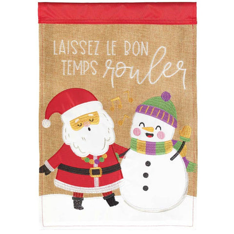 Mardi Gras Santa Garden Flag