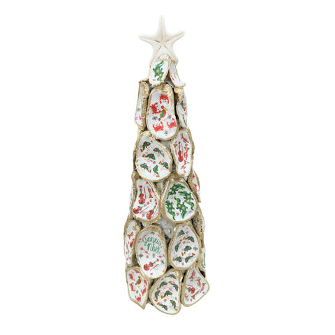 Joyeux Noel Decoupage Oyster Christmas Tree- 20"