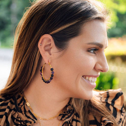 Al Hoop Earrings in Amethyst