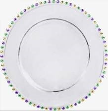 Clear Beaded Mardi Gras Charger Plate