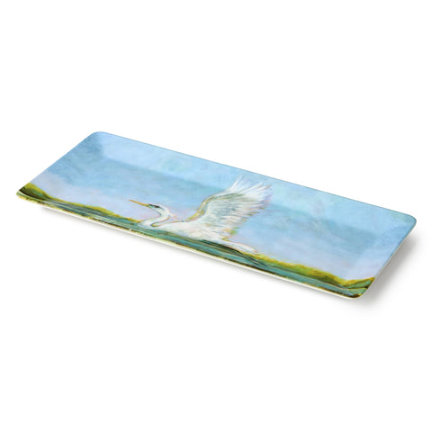 Flying Egret Melamine Rectangular Platter 19" x 8" - 318 Art & Frame