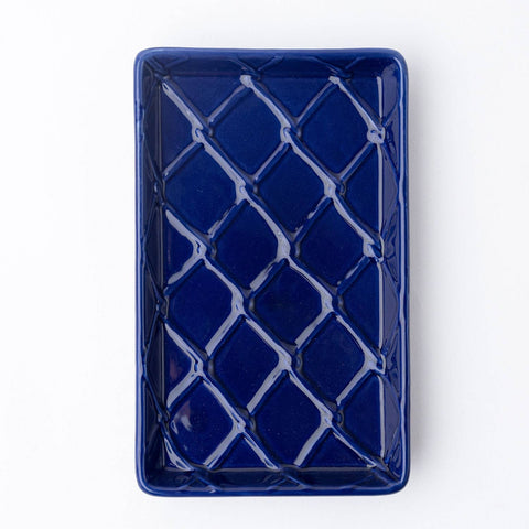 Navy Textured Ceramic Guest Towel Tray - 318 Art & Frame