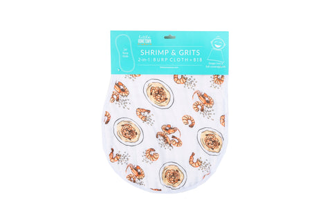 Shrimp and Grits 2-in-1 Burp Cloth/Bib - 318 Art & Frame