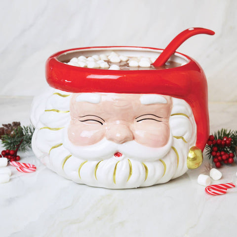 Red Santa Punch Bowl with Ladle