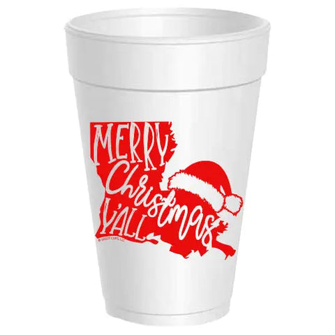 Louisiana Merry Christmas Y'all Styrofoam Cups