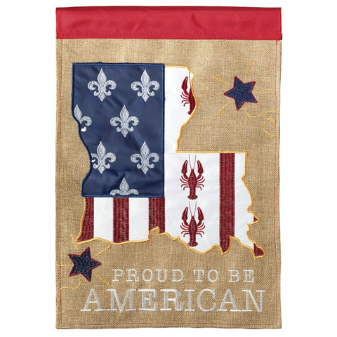 Proud American Fleur De Lis Garden Flag