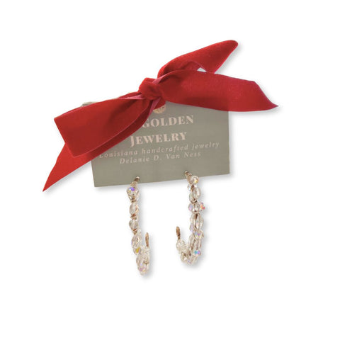 Crystal Wrapped Silver Hoops