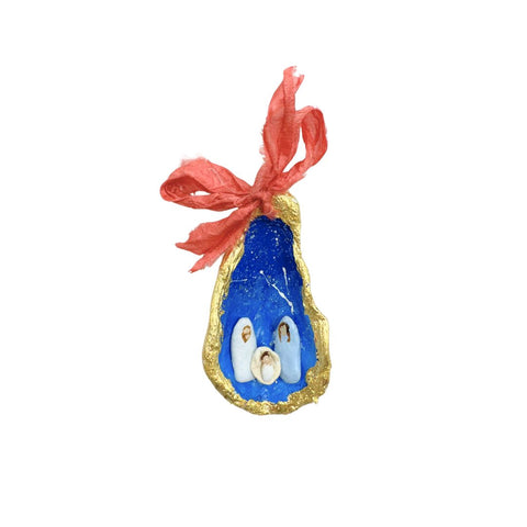 Sculpted Nativity Oyster Ornament