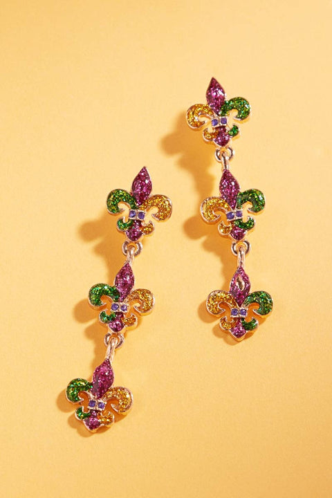 Mardi Gras Color Enamel Titanium Post Earrings
