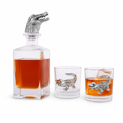 Alligator Decanter Set with Glasses