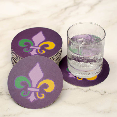 Mardi Gras Fleur De Lis Paper Coasters