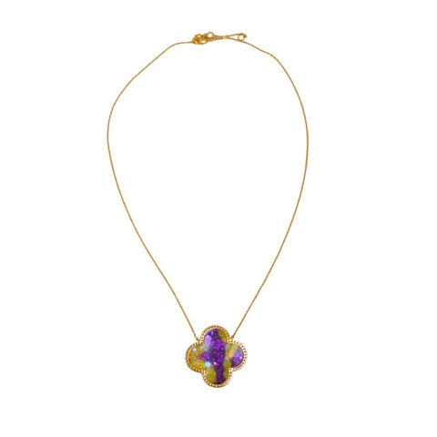 Purple & Gold Quatrefoil Necklace