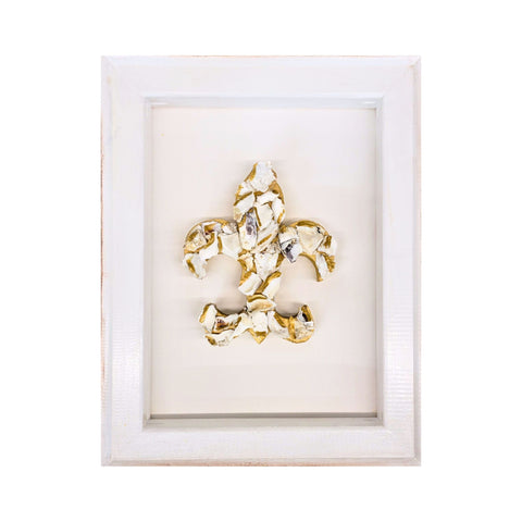 Crushed Oyster Fleur de Lis in Open Frame 11"x14"