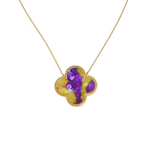 Purple & Gold Quatrefoil Necklace
