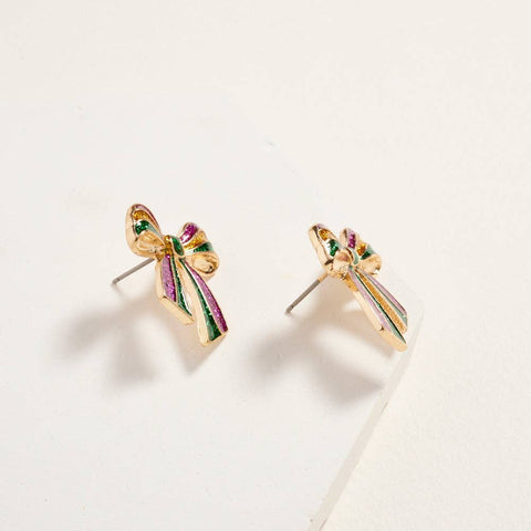 Mardi Gras Glitter Bow Earrings - 318 Art & Frame