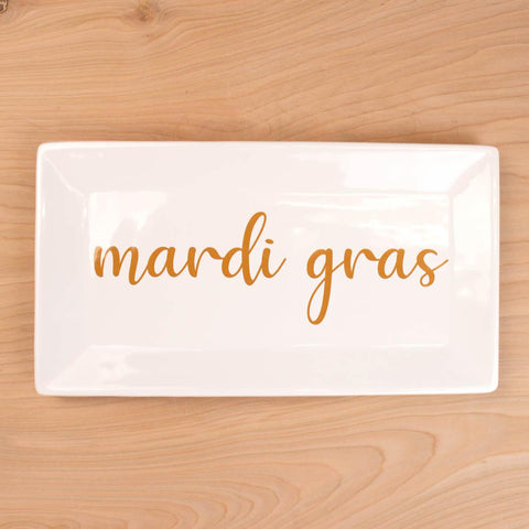 Mardi Gras Script Rectangle Platter