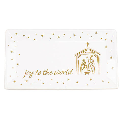 Joy to the World Nativity Rectangle Platter