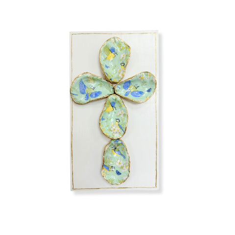 Chinoiserie Birds Oyster Cross