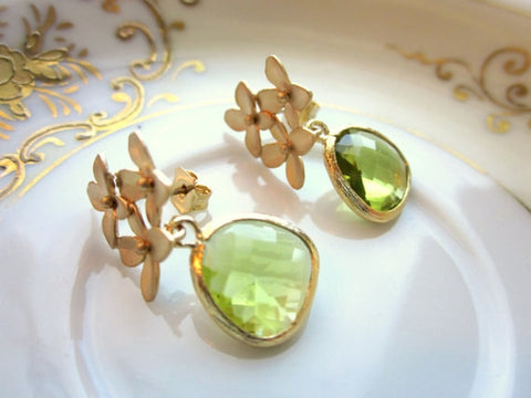 Crystal Peridot Blossom Earrings