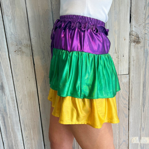 Nolaverse Mardi Gras Metallic Layered Skort