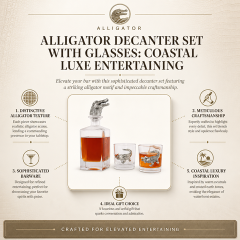 Alligator Decanter Set with Glasses