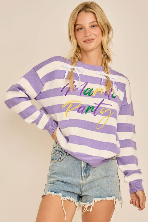 Mardi Party Striped Knit Sweater
