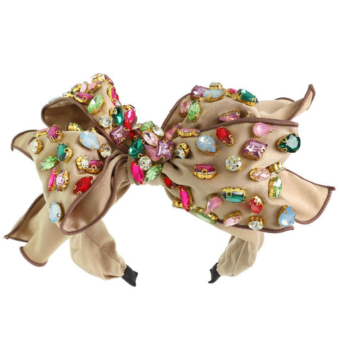 Holiday Gemstone Embellished Large Bow Headband - 318 Art & Frame
