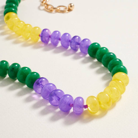Mardi Gras Colored Ombre Beaded Clasp Necklace