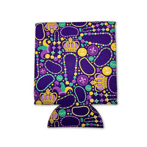 Mardi Gras Beads and Crowns Coozie