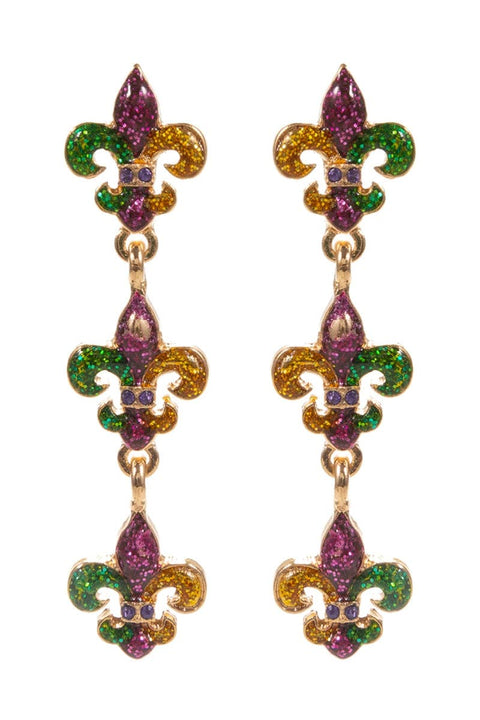 Mardi Gras Color Enamel Titanium Post Earrings