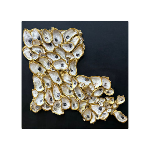 Louisiana Oyster Collage Canvas 24x24