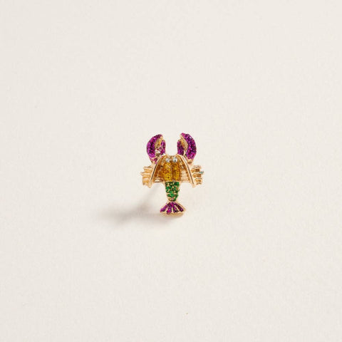 Mardi Gras Crawfish Rhinestone Post Earrings