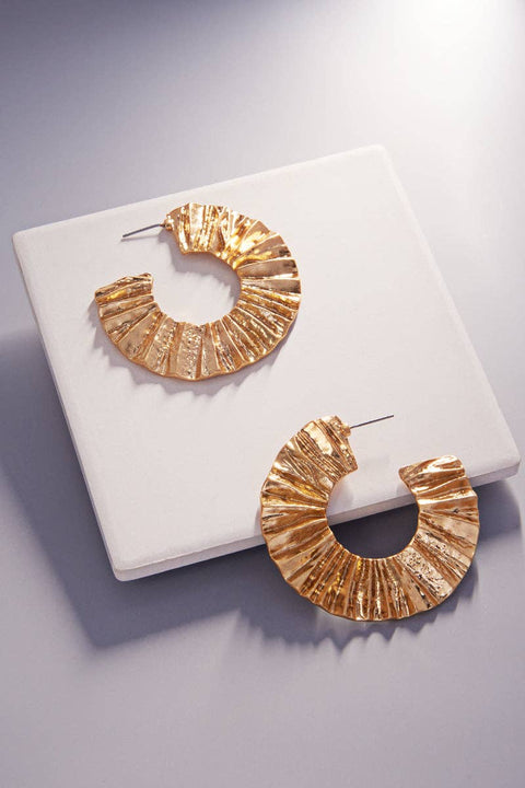 Wrinkled Metal Hoop Earrings