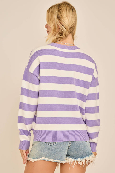 Mardi Party Striped Knit Sweater
