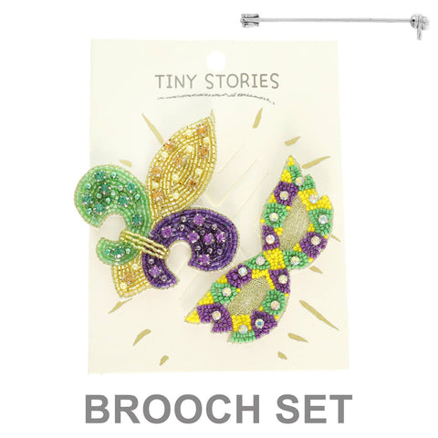 Mardi Gras Brooch Pin Set, 2-Piece - 318 Art & Frame