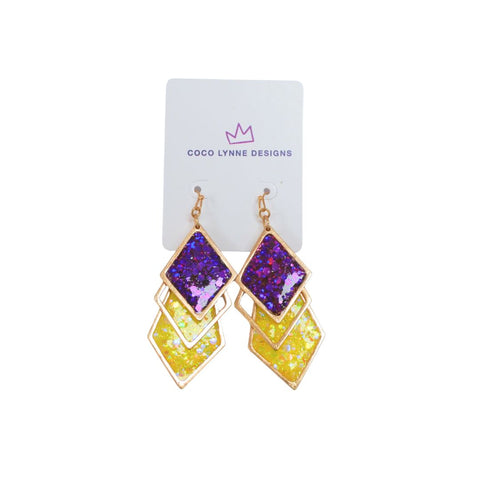 Purple & Gold Stacked Cascade Earrings
