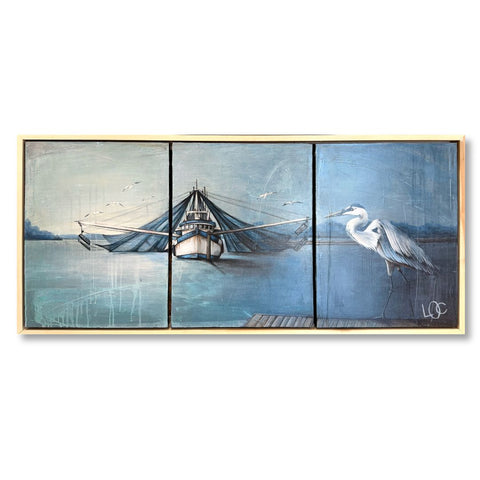 "Where the Nets Rest" 26x57 Framed - 318 Art & Frame