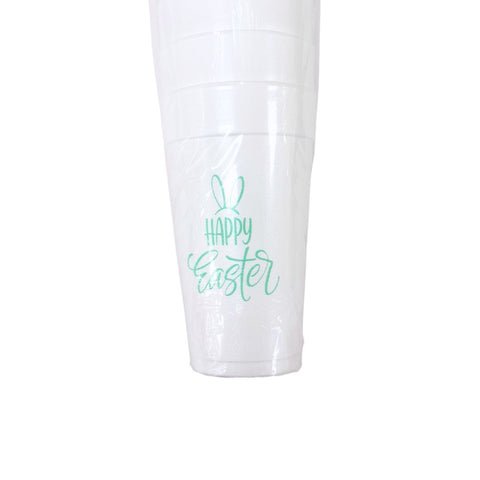 Happy Easter Styrofoam Cups- Teal