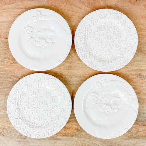 Hohoho Santa Embossed Plates, Set of 4