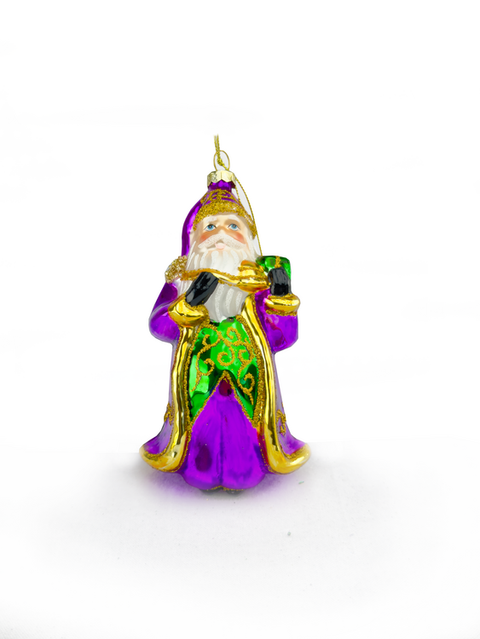 6" Mardi Gras Santa Ornament