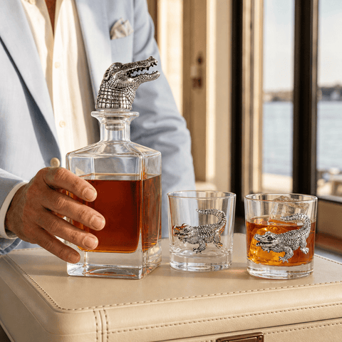 Alligator Decanter Set with Glasses