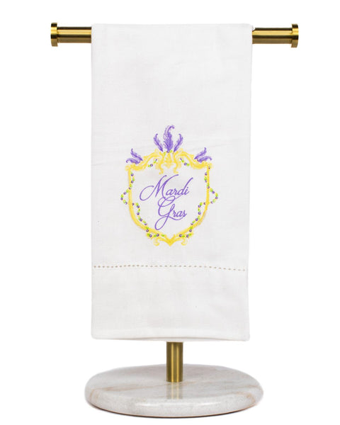 Mardi Gras Crest Hemstitch Hand Towel