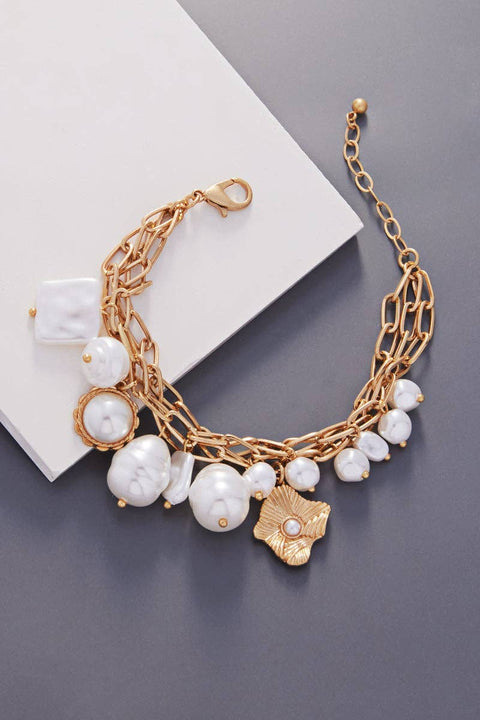 Multi Strands Shaped Vintage Pearl Clasp Bracelet