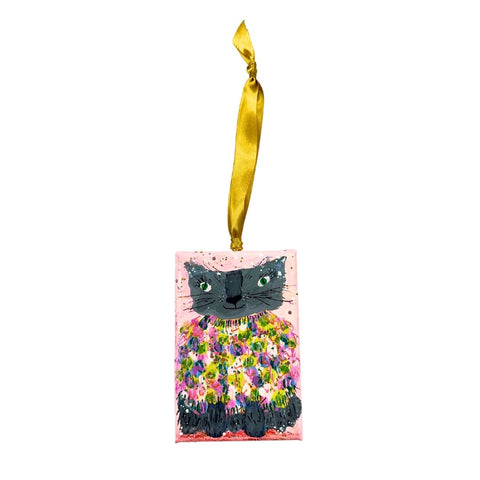 Cat in Sweater Canvas Ornament