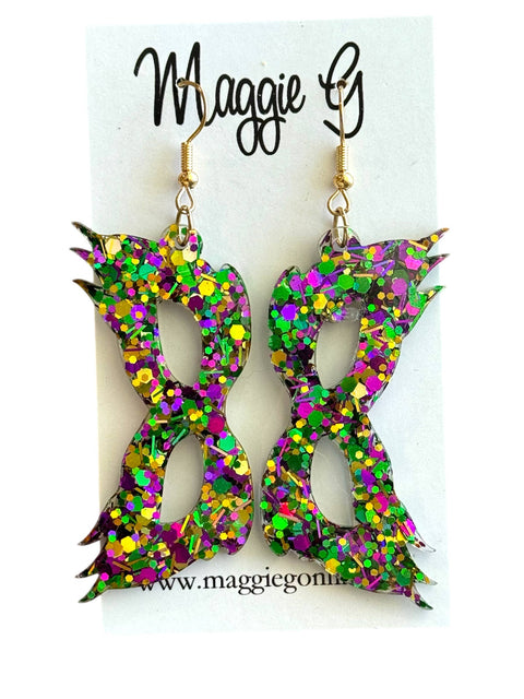 Mardi Gras Glitter Mask Earrings