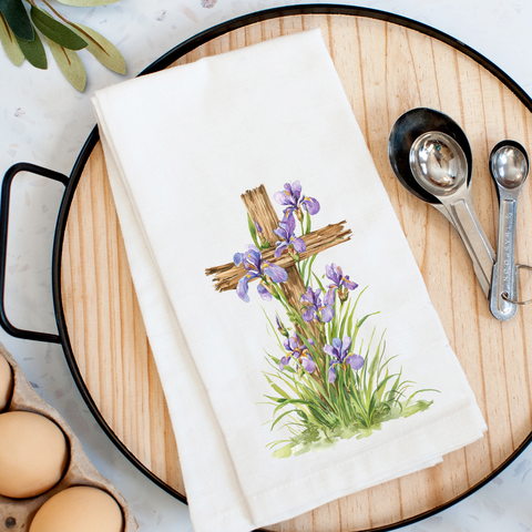 Rooted In Faith Iris Cross Kitchen Towel - 318 Art & Frame