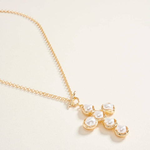 Pearl Cross Toggle Necklace - 318 Art & Frame