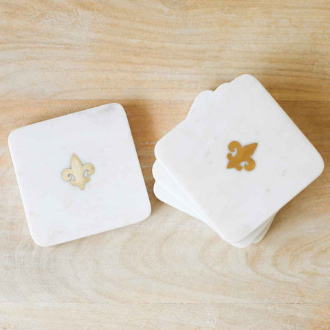 Fleur de Lis Marble Coasters   (Set of 4)