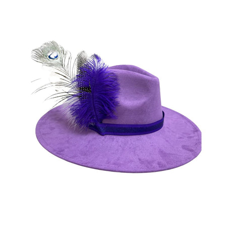 Lavender Mardi Gras Hat with Feathers