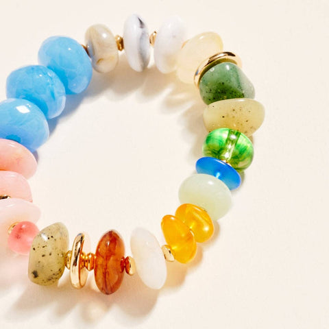 Seaside Mosaic Resin Bead Stretch Bracelet